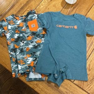 EUC Baby Carhartt Short Rompers